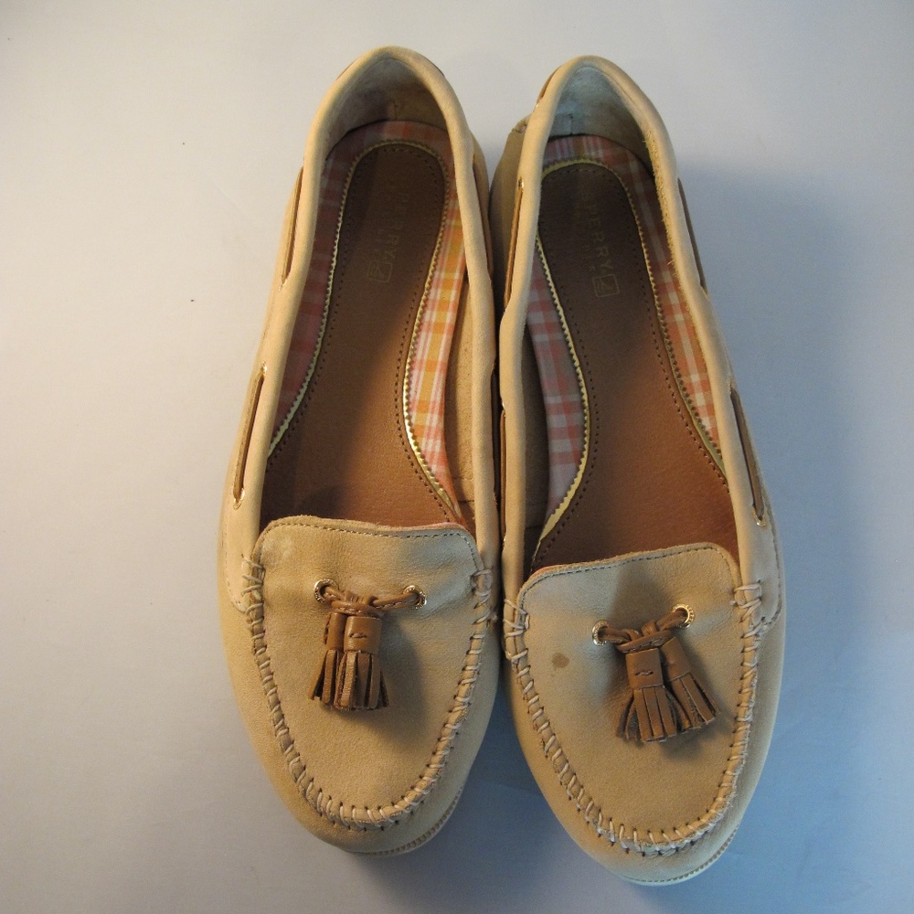 Sperry top sider tan leather  loafers shoes 9.5